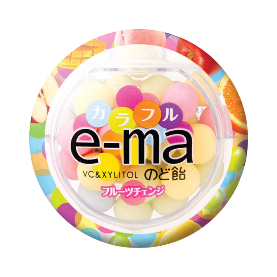 UHA Taste Sugar e-ma Throat Lozenge Container (Colorful Fruit) 33g Yui mart