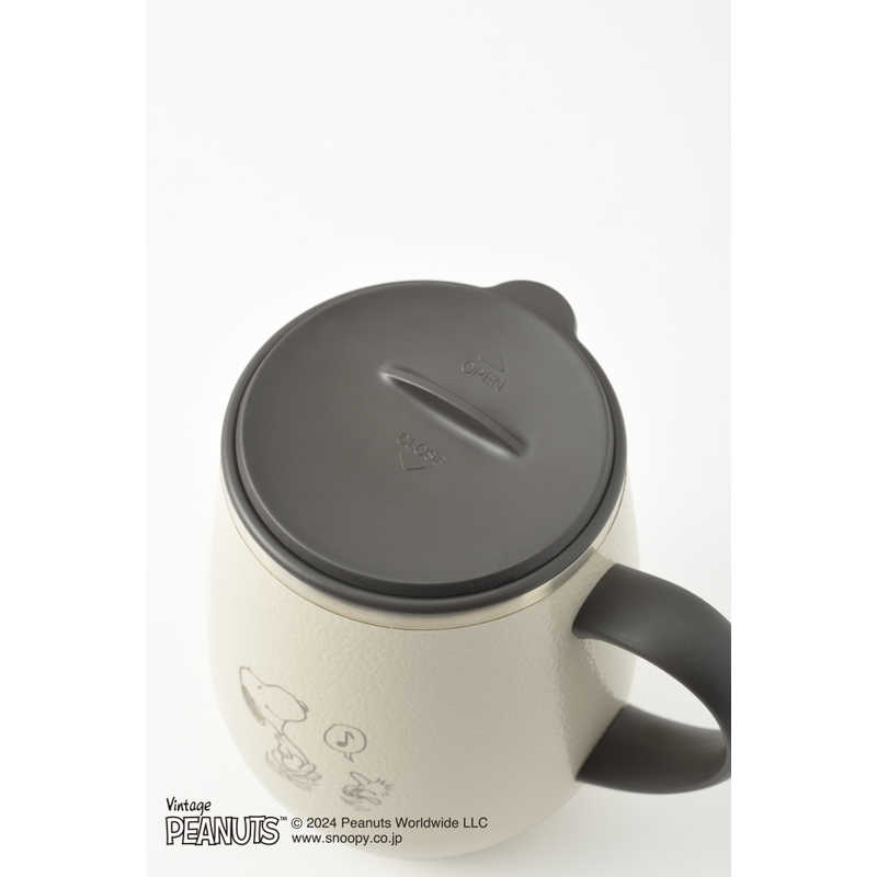 BRUNO PEANUTS Stainless Steel Mug with Lid, Tall, Off-White, 460ml