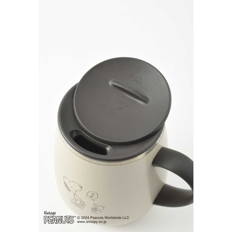 BRUNO PEANUTS Stainless Steel Mug with Lid, Tall, Off-White, 460ml