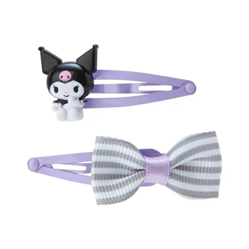 Sanrio Coolmi Iron Hairpin 2-Pack (Gray Purple Bow)