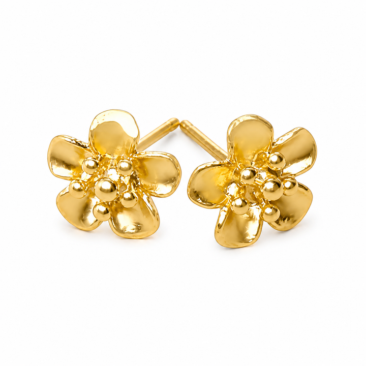 Gold Plated Flower Stud Earrings Yui mart