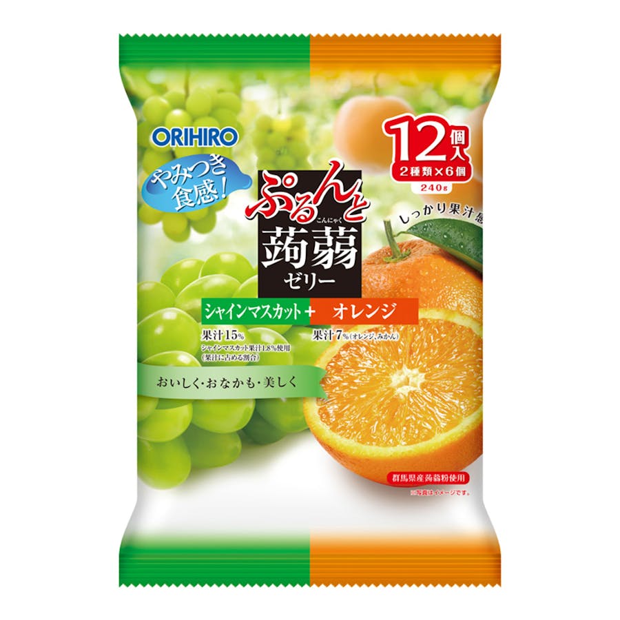 Orihiro Purunto Konjac Jelly Shine Muscat and Orange 12 pouch front package