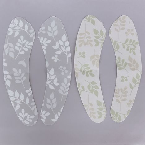 Gray and white leaf print reusable toilet seat pad pairs
