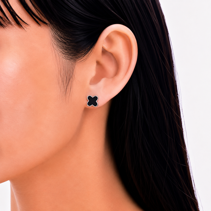Midnight Clover Stud Earrings Yui mart
