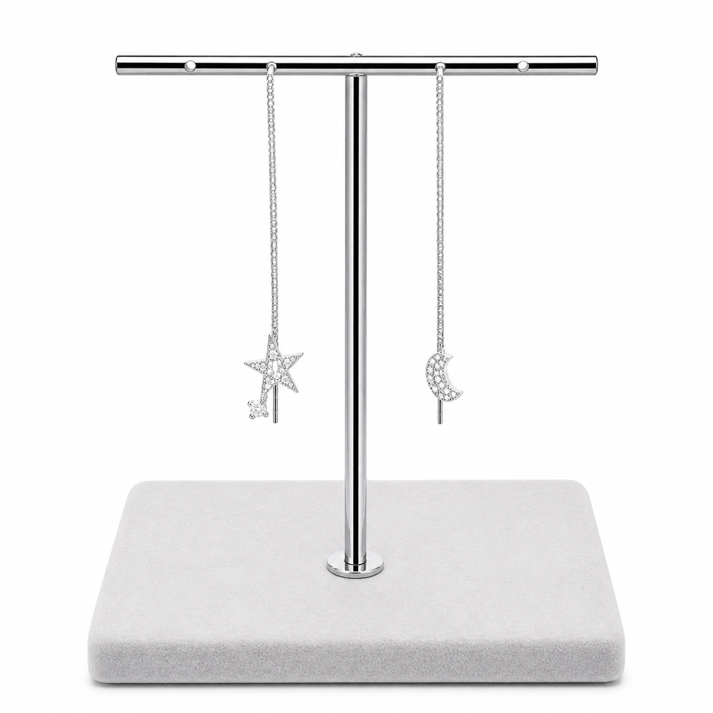 925 Sterling Silver Star & Moon Threader Earrings Yui mart
