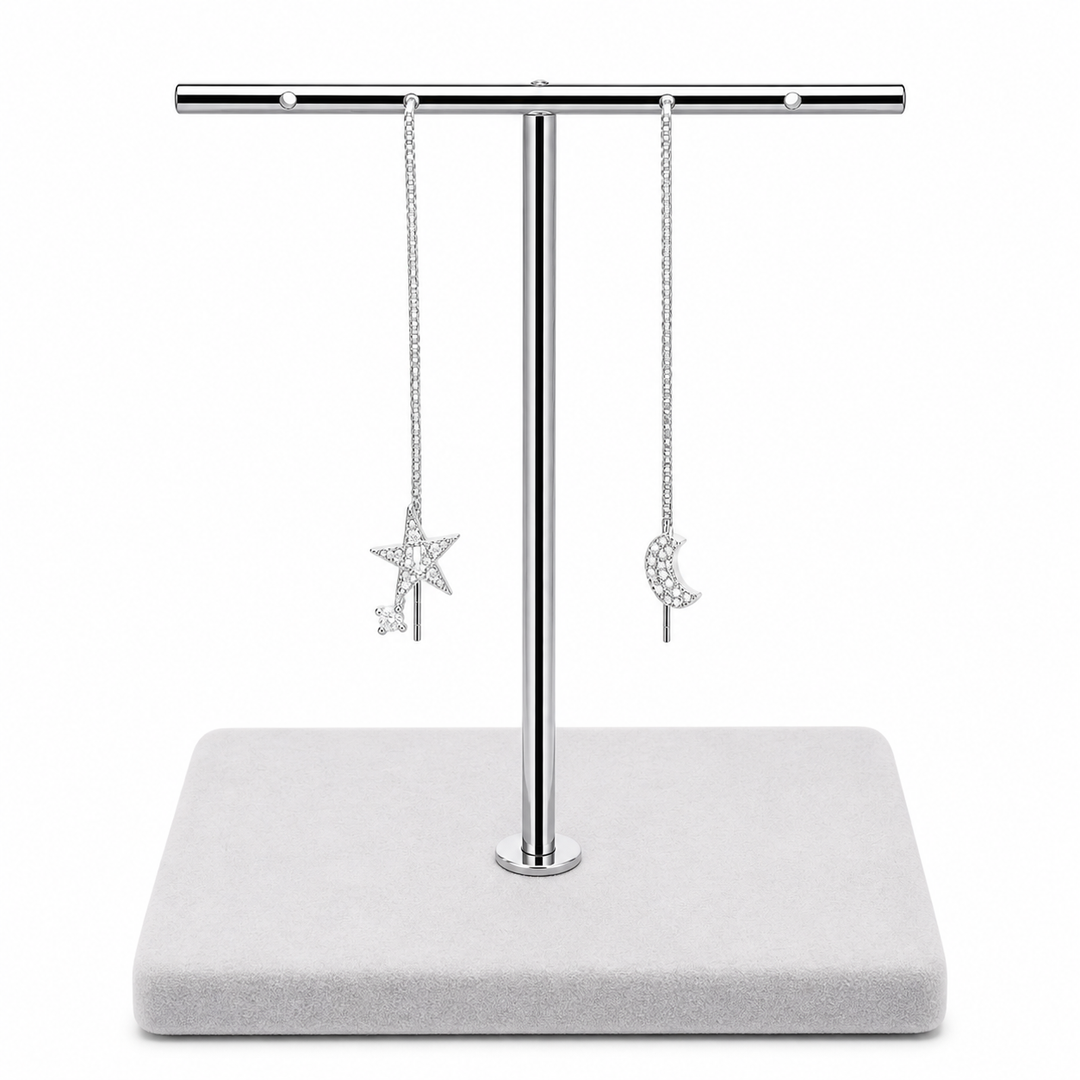 925 Sterling Silver Star & Moon Threader Earrings Yui mart