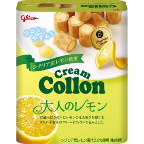 Glico Cream Collon Adult Lemon Cream Waffle Rolls 48g Japanese snack box front