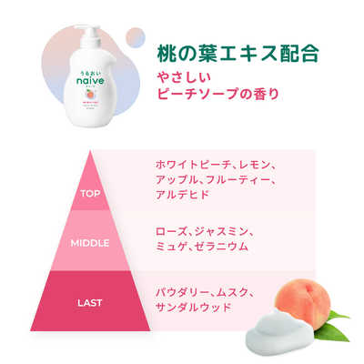 KRACIE Naive Body Soap Peach Leaf Extract Pump 530ml