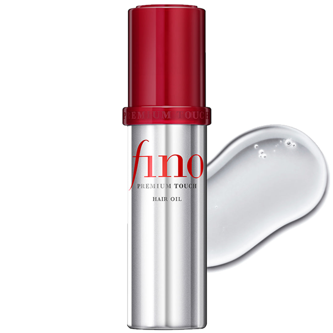 Fino Premium Touch Hair Oil bottle and smooth shine texture