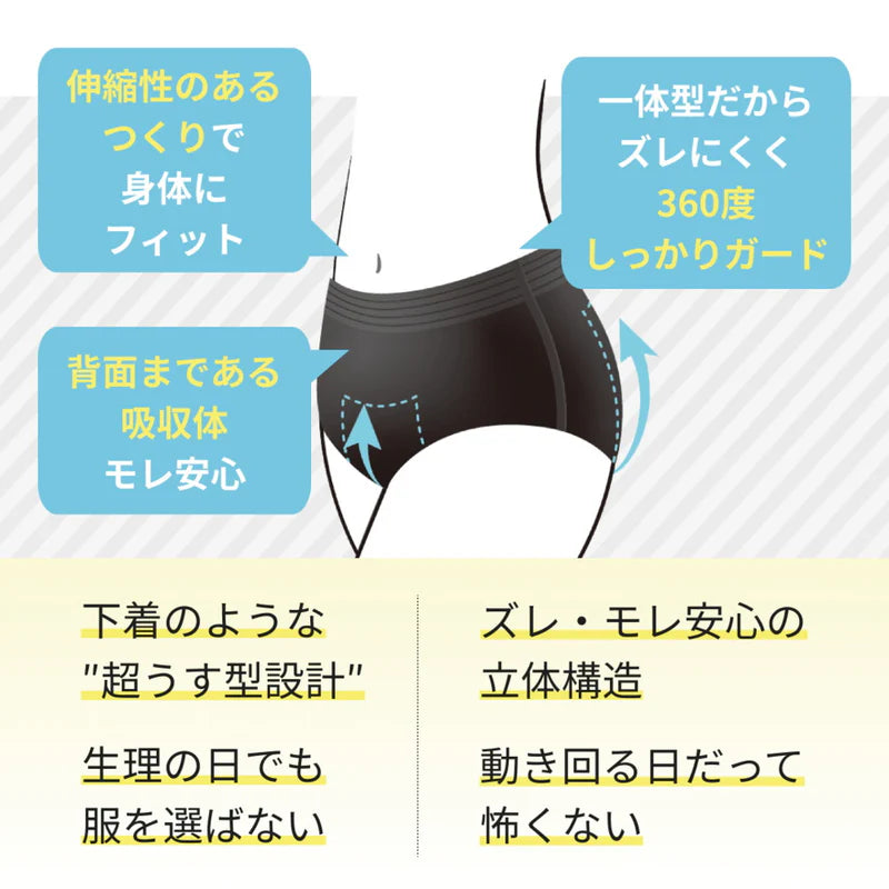 Elleair Elis Sanitary Shorts M-L Black 4P Yui mart