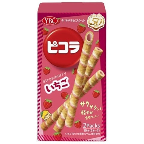 YBC Picola Strawberry Rolled Cookie Sticks 10 Pieces YBC Yamazaki Biscuits