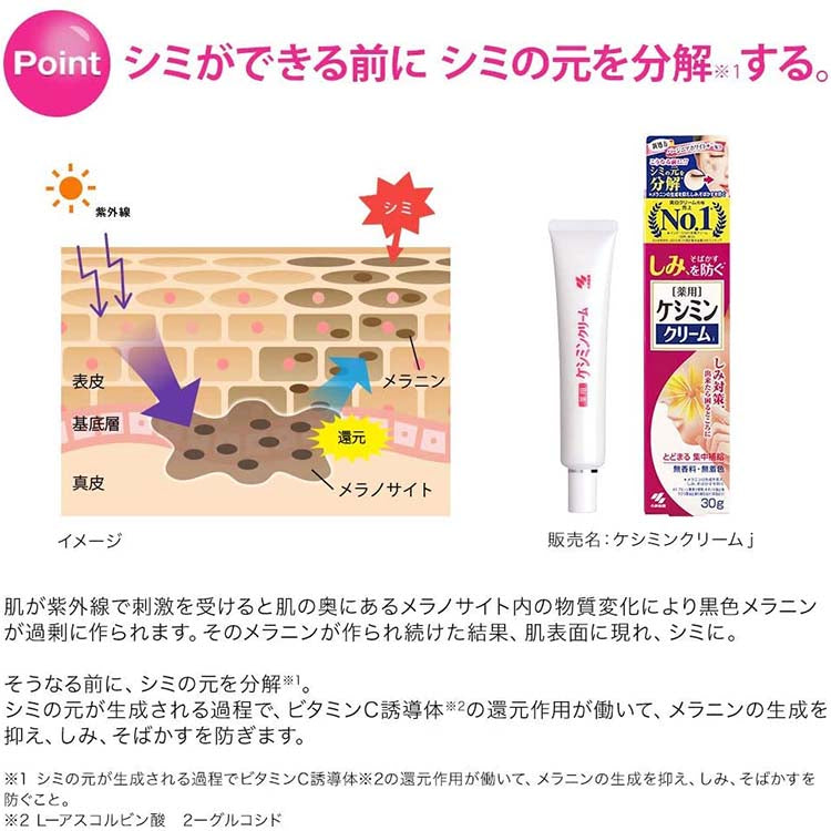 Kobayashi Keshimin Brightening Face Cream 30g skincare information
