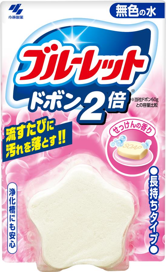 Kobayashi Bluelet Dobon 2x colorless toilet tank cleaner, soap scent, 120g