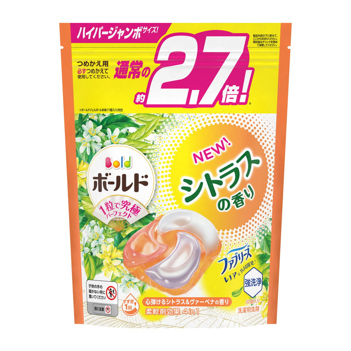 P&G Bold Gel Ball 4D Citrus and Verbena laundry detergent pods 30 count refill pouch