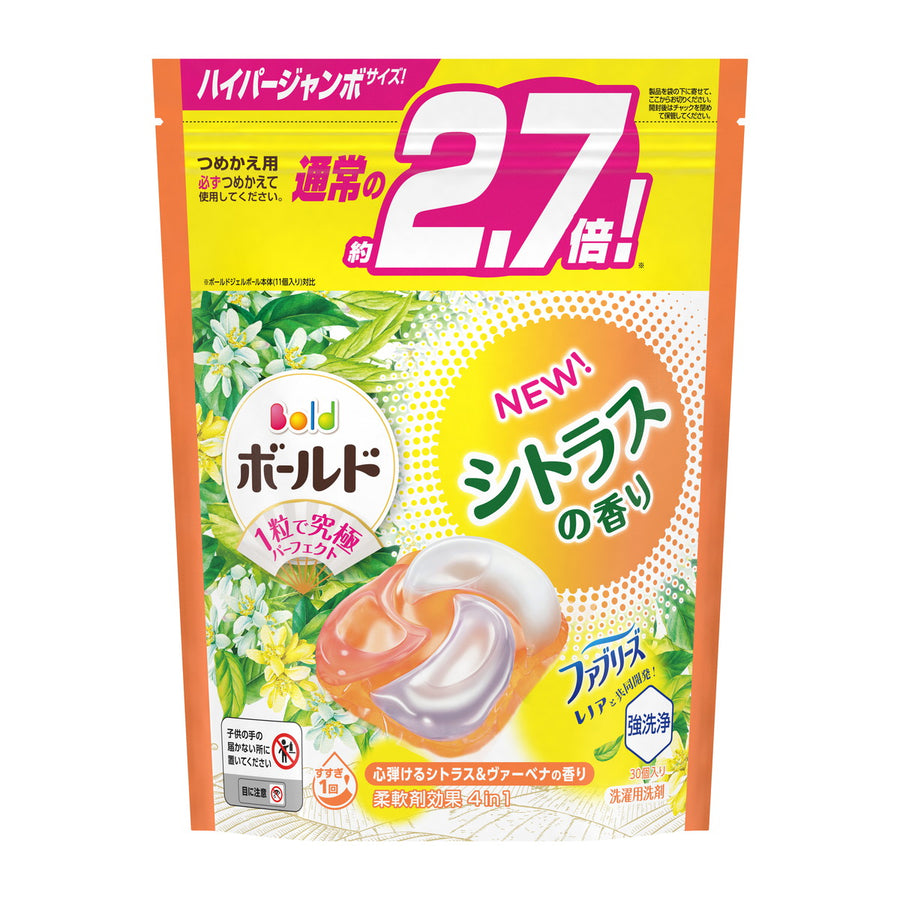 P&G Bold Gel Ball 4D Citrus and Verbena laundry detergent pods 30 count refill pouch