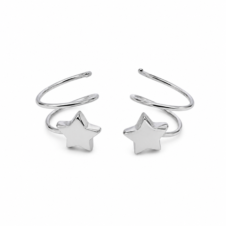 925 Sterling Silver Star Wrap Stud Earrings Yui mart