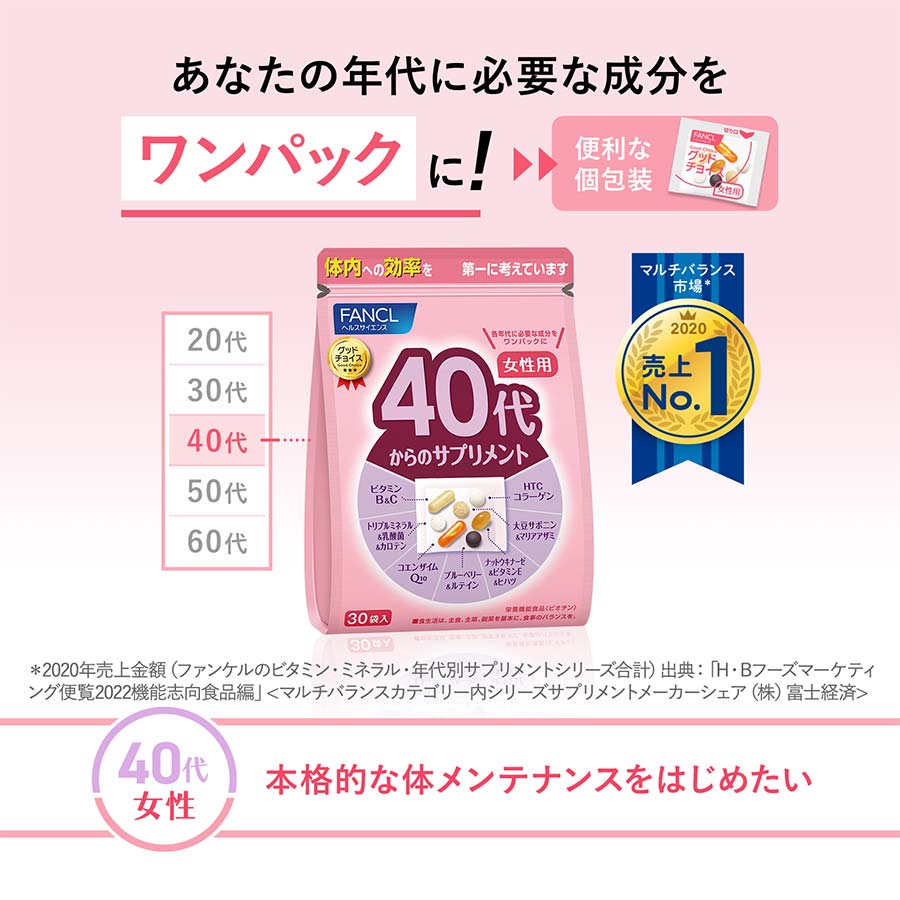 FANCL women 40s age-specific supplement product details