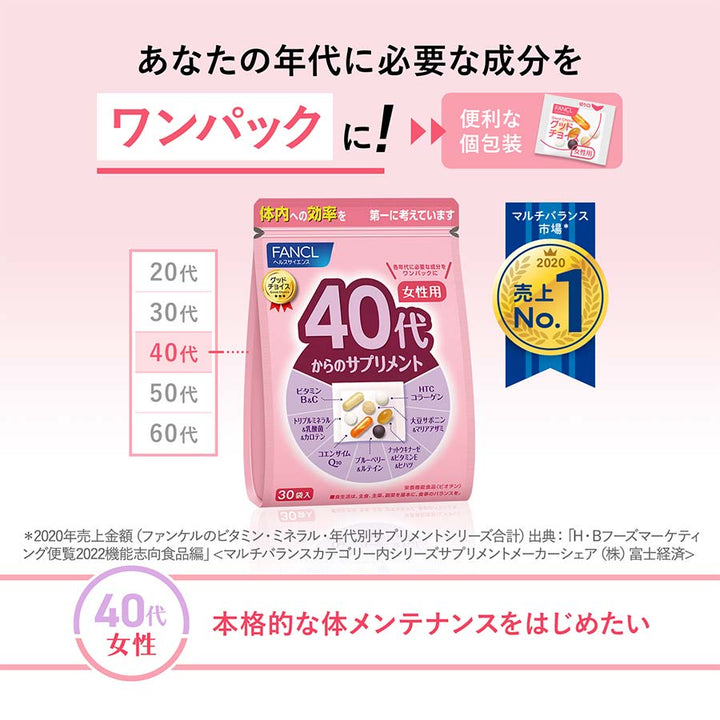FANCL women 40s age-specific supplement product details