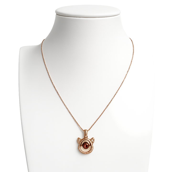 925 Sterling Silver Rose Gold-Plated Bear CZ Pendant Necklace Yui mart