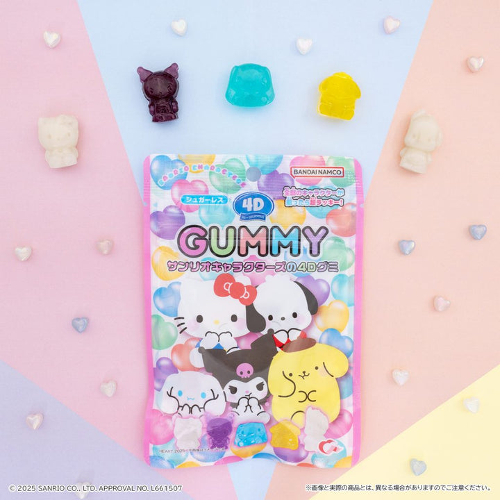 Heart 4D Sanrio Characters assorted soda gummy flavor and character detail