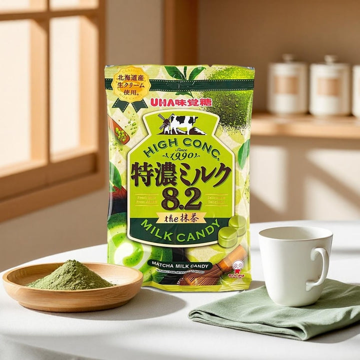 UHA Tokuno 8.2 Matcha Milk Candy bag product angle