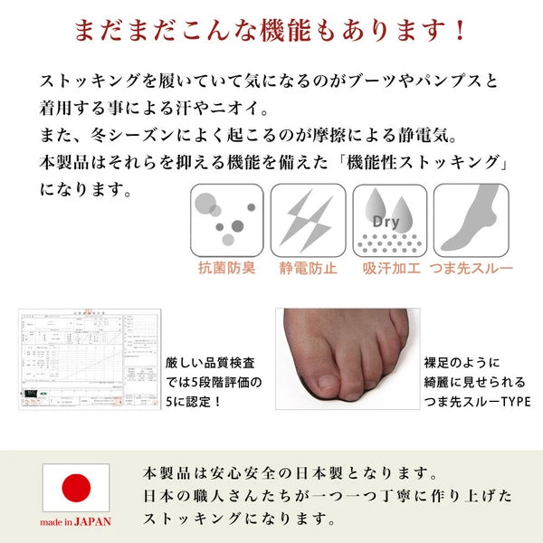 Frifla Functional Pantyhose – Made in Japan – Sweat-Absorbing, Antibacterial, Anti-Static – Matte Black