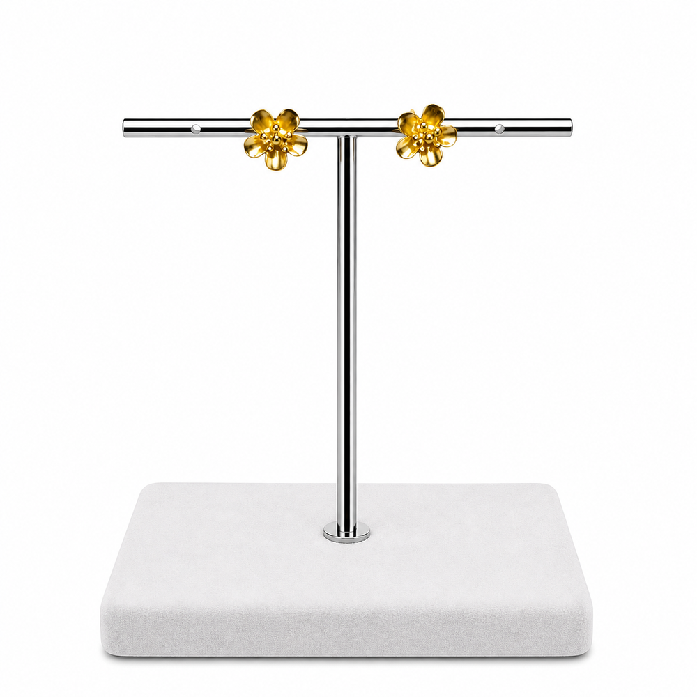 Gold Plated Flower Stud Earrings Yui mart