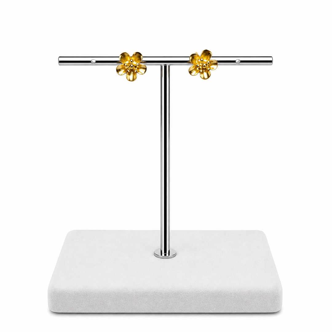 Gold Plated Flower Stud Earrings Yui mart