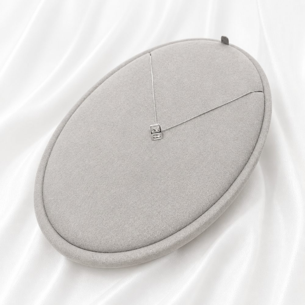 Minimalist Square Crystal Pendant Necklace Yui mart