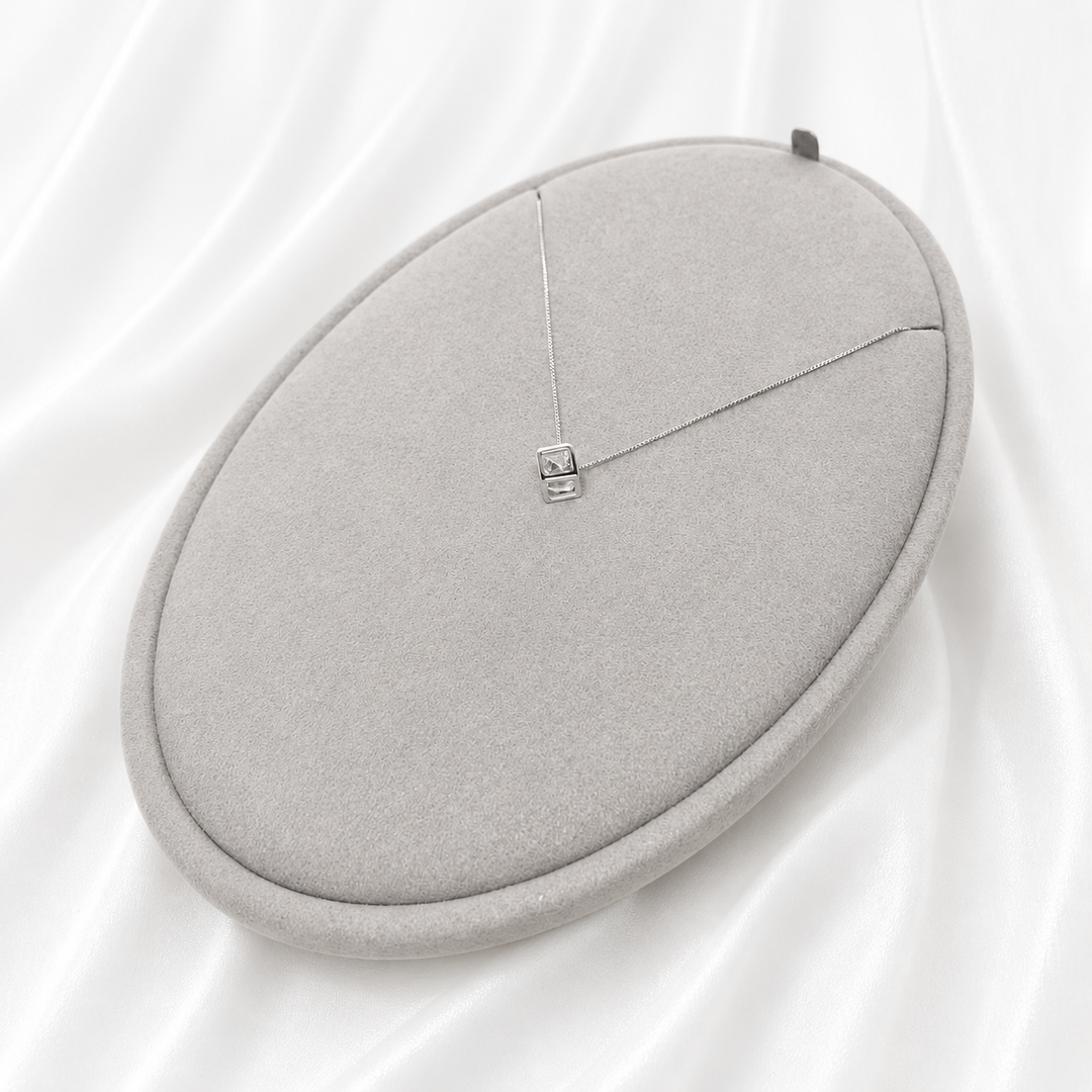Minimalist Square Crystal Pendant Necklace Yui mart