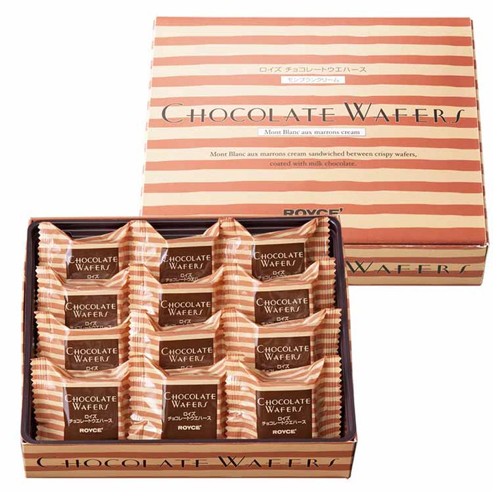 ROYCE Mont Blanc Cream chocolate wafer pieces close-up