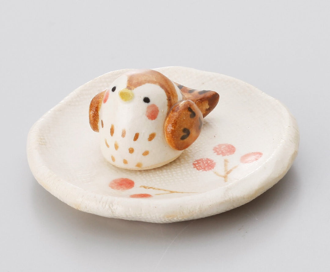 Craftman House Fukurara sparrow ceramic incense holder made in Japan