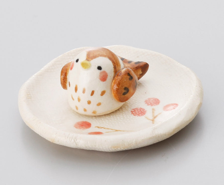Craftman House Fukurara sparrow ceramic incense holder made in Japan