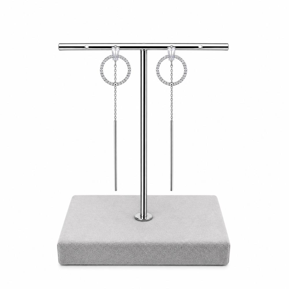 925 Sterling Silver Long Drop Earrings Yui mart