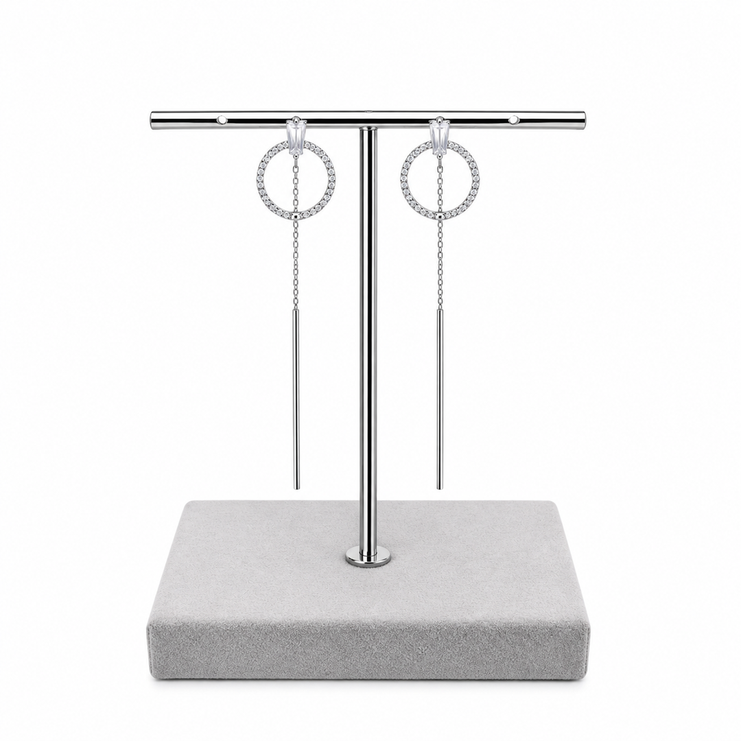 925 Sterling Silver Long Drop Earrings Yui mart