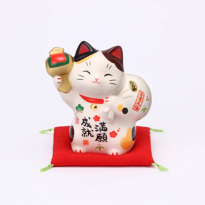 Yakushigama Mangan Joju treasure bag maneki neko lucky cat ceramic figurine #7893