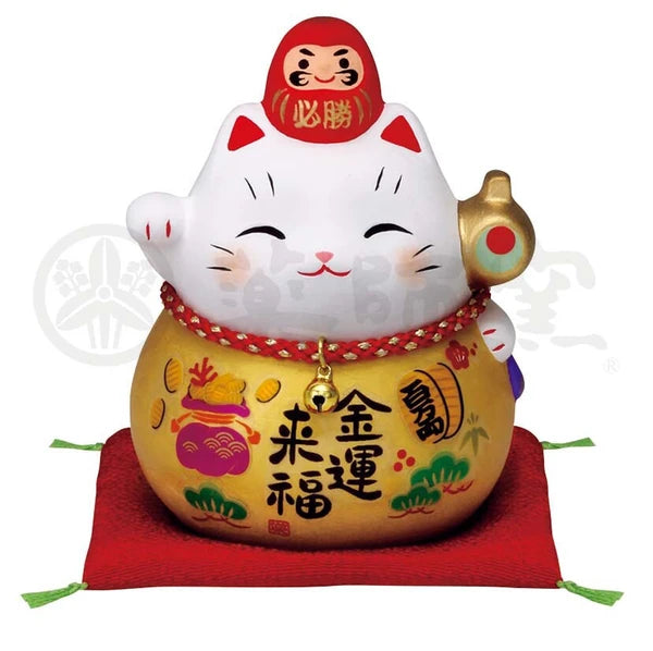 Yakushigama Colorful Lucky Daruma Cat (Gold Hammer, Small Size)#7691 Yui mart