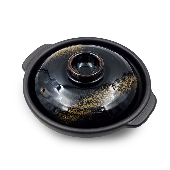 MK Kinka gold and black 6-go Japanese donabe clay pot with lid