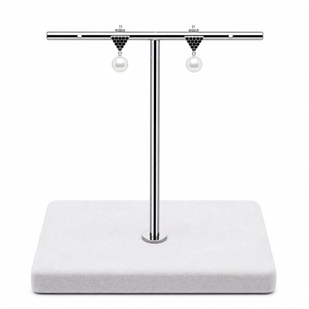 925 Sterling Silver Triangle Pearl Drop Earrings Yui mart