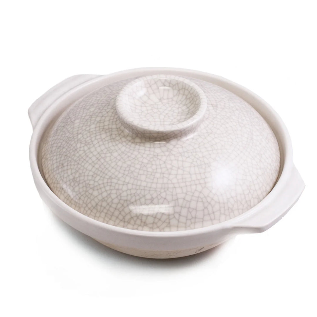 Ginpo Kannyu White Banko Donabe Clay Pot 47 fl oz / 8" dia Yui mart