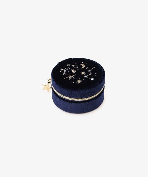 Afternoon Tea  Velvet Starry Sky Pattern Round Jewelry Storage Box