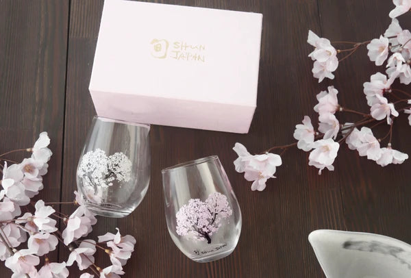 Pair of Cool Cherry Blossom Glasses, Made in Japan