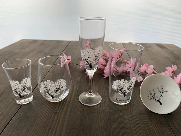 Pair of Cool Cherry Blossom Glasses, Made in Japan