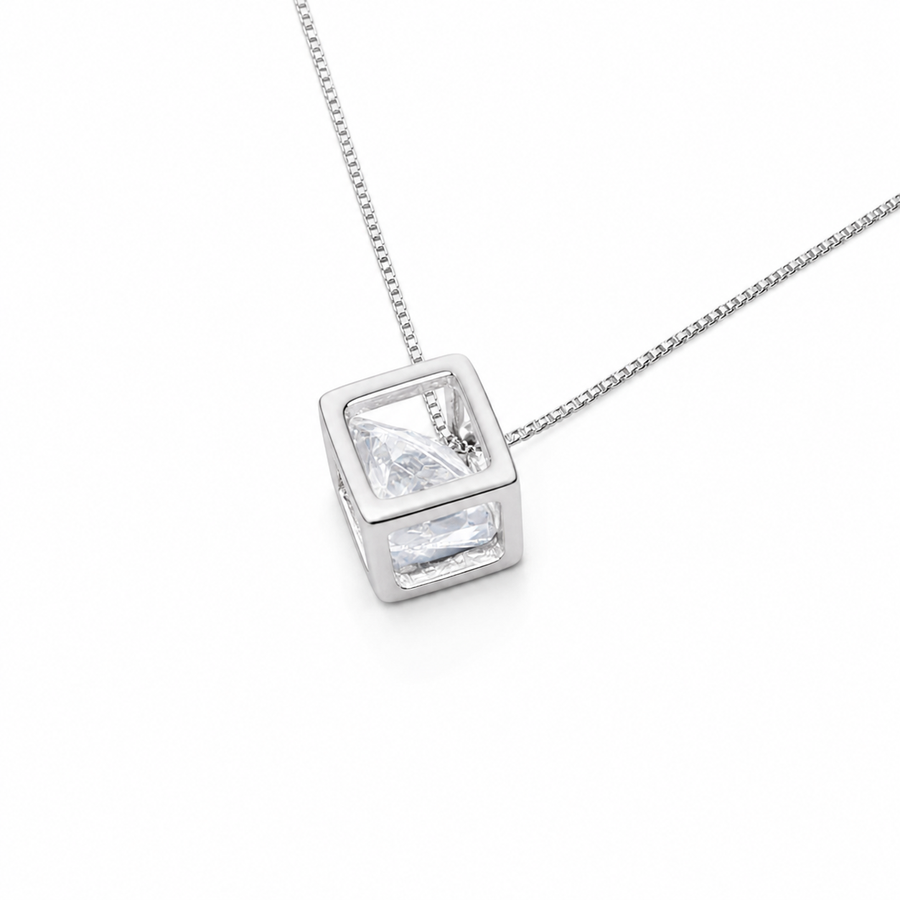 Minimalist Square Crystal Pendant Necklace Yui mart