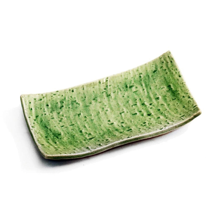 Cracked Jade Green Plate 7.76" x 4.06" Yui mart