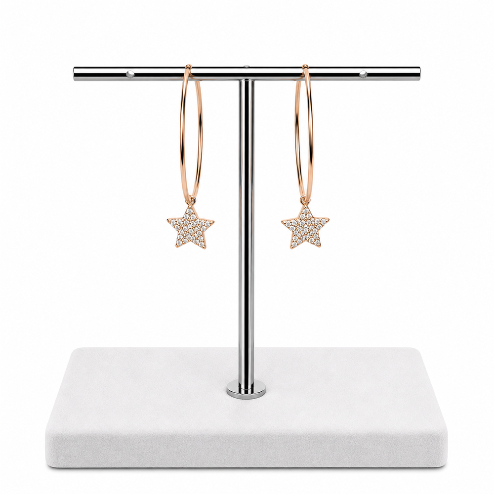 Rose Gold Plated Star Hoop Earrings Yui mart