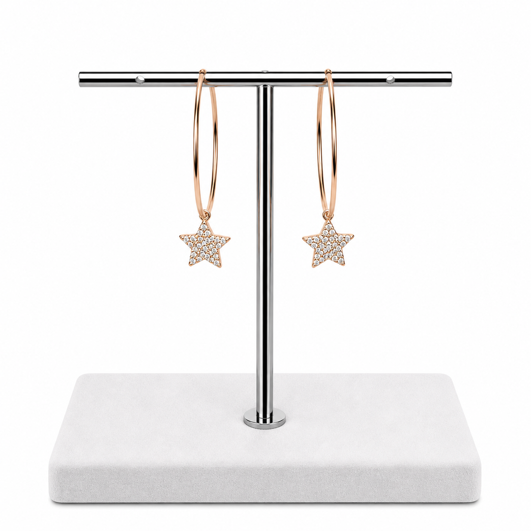 Rose Gold Plated Star Hoop Earrings Yui mart
