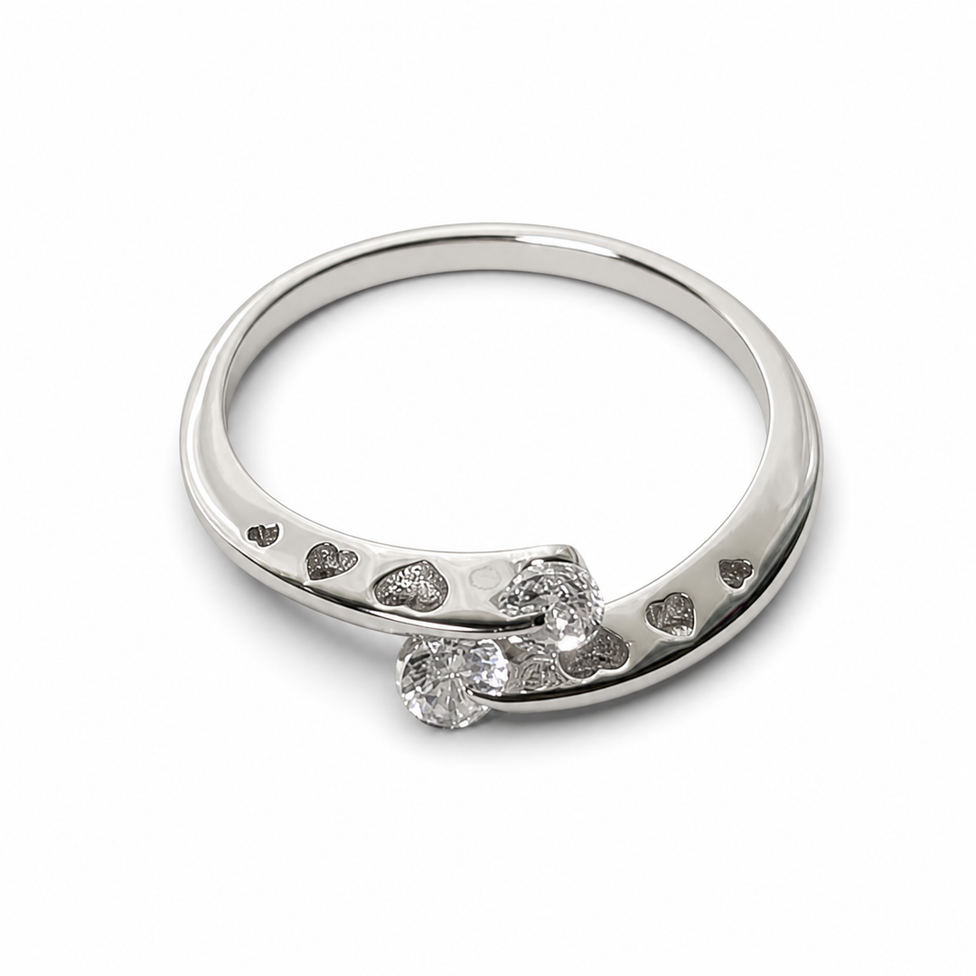 925 Sterling Silver Adjustable Heart Ring with Zircon Yui mart