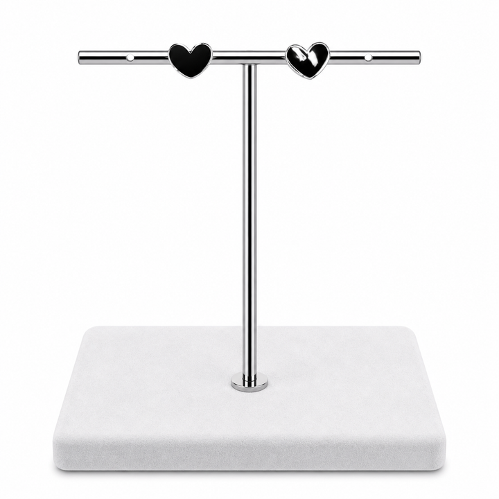925 Sterling Silver Black Heart Stud Earrings Yui mart