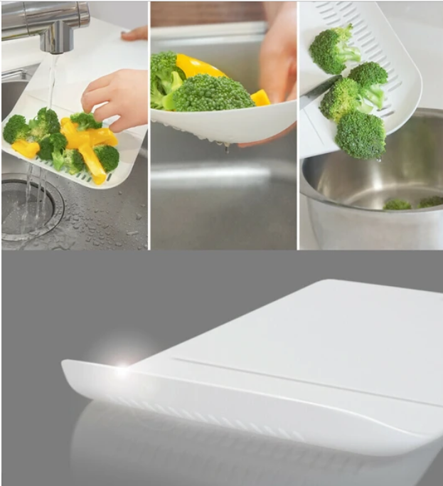 OCT Zaru Poke 3-in-1 Cutting Board & Colander – White OCT